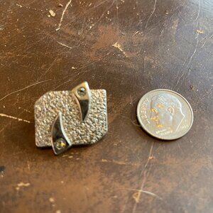 Vintage Sterling Silver Bola Tie Clip w/ CZ Stones